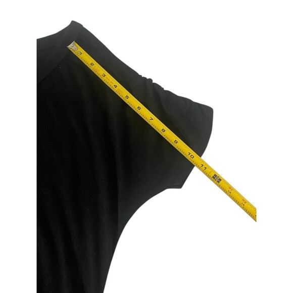 Joujou Womens Top Size 3X Ruched Arms & Sides Black w/Silver Grey Floral Detail - Picture 7 of 10